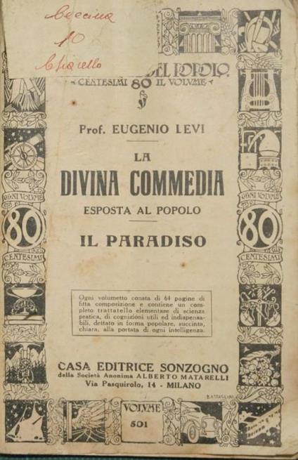 La Divina Commedia esposta al popolo. Il paradiso - Eugenio Levi - copertina