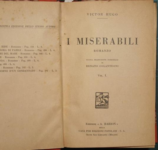 I miserabili. Vol. I. Romanzo - Victor Hugo - copertina