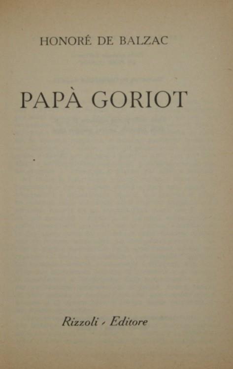 Papà Goriot - Honoré de Balzac - copertina