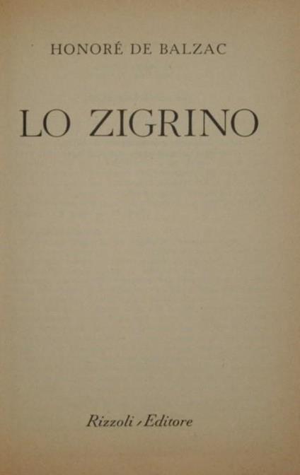 Lo zigrino - Honoré de Balzac - copertina