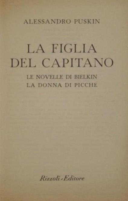La figlia del capitano. Le novelle di Bielkin. La donna di picche - Aleksandr Puskin - copertina
