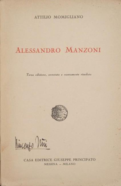 Alessandro Manzoni - Attilio Momigliano - copertina