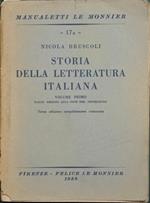 Storia della letteratura italiana. Vol. I. Dalle origini alla fine del Settecento
