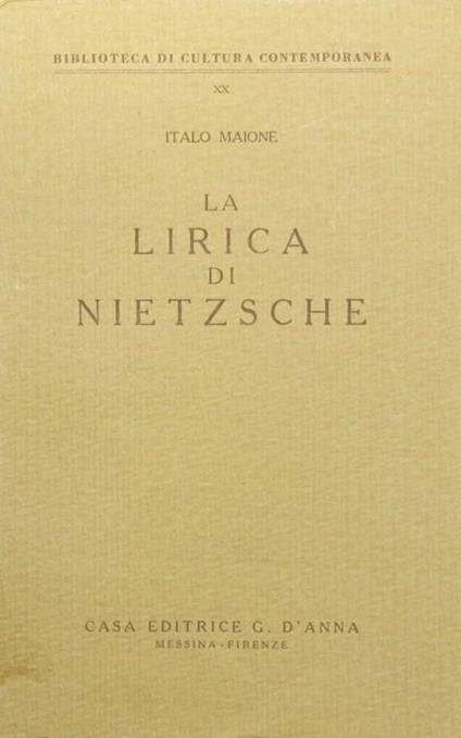 La lirica di Nietzsche - Italo Maione - copertina