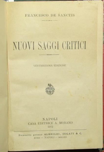 Nuovi saggi critici - Francesco De Sanctis - copertina