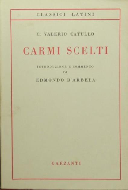 Carmi scelti - G. Valerio Catullo - copertina