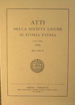 Atti della Società Ligure di Storia Patria. NUOVA SERIE XVII (XCI) Fasc.II - copertina