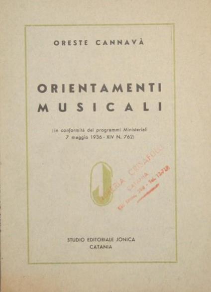 Orientamenti musicali - Oreste Cannava - copertina