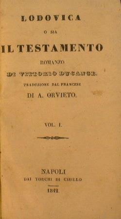 Lodovica o sia il Testamento - Vittorio Ducange - copertina