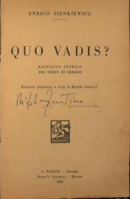 Quo Vadis ?. Racconto storico dei tempi di Nerone - Henryk Sienkiewicz - copertina