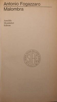 Malombra - Antonio Fogazzaro - copertina