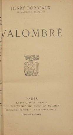 Valombré - Henry Bordeaux - copertina