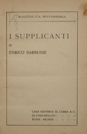 I supplicanti - Henri Barbusse - copertina