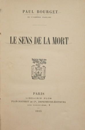 Le sens de la mort - Paul Bourget - copertina