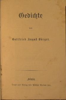 Gedichte - Gottfried A. Bürger - copertina