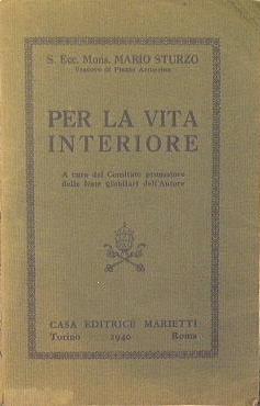Per la vita interiore - Mario Sturzo - copertina