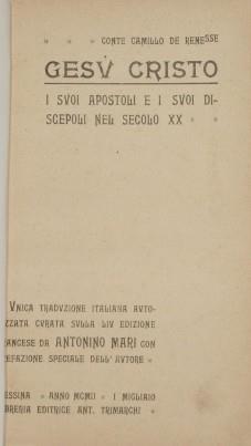 Gesù Cristo. I suoi apostoli e i suoi discepoli nel secolo XX - Camille de Renesse - copertina