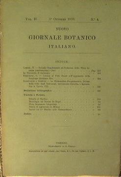 Nuovo Giornale Botanico Italiano. Volume II numero 4 - copertina