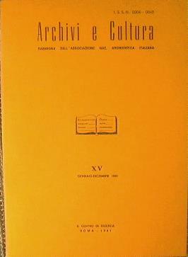 Archivi e Cultura. Rassegna dell'Associazione Nazionale Archivistica Italiana - copertina