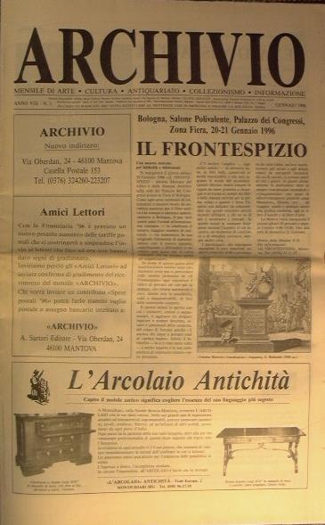 Archivio. Mensile di Arte. Antiquariato. Cultura. Collezionismo. Informazione - copertina