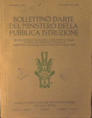 Bollettino d'arte del Ministero della Pubblica Istruzione. Rivista dei musei gallerie e monumenti d'Italia - copertina