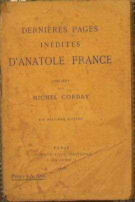 Dernieres pages inedites d'Anatole France - Michel Corday - copertina