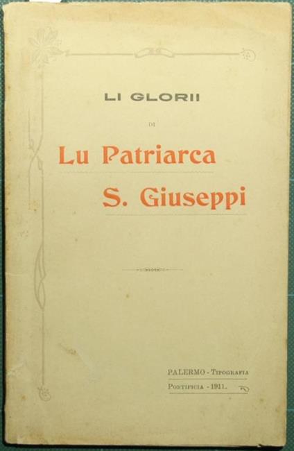 Li glorii di lu patriarca S. Giuseppi - Giovanni Carollo - copertina