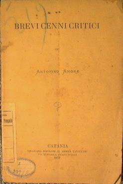 Brevi cenni critici - Antonino Amore - copertina