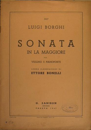 Sonata in La maggiore - Luigi Borghi - copertina