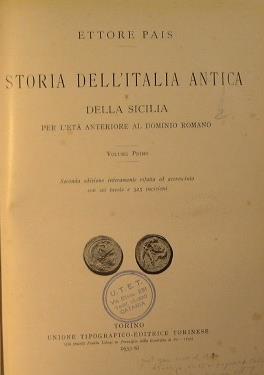 Storia dell'Italia antica e della Sicilia per l'età anteriore al periodo romano - Ettore Pais - copertina