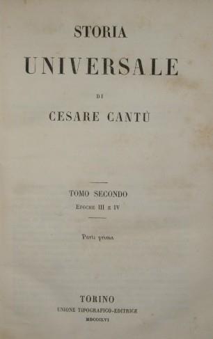 Storia Universale di Cesare Cantù. Vol. II. Vol. II: Epoche III e IV - Cesare Cantù - copertina