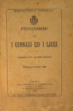Programmi per i ginnasi ed i licei - copertina