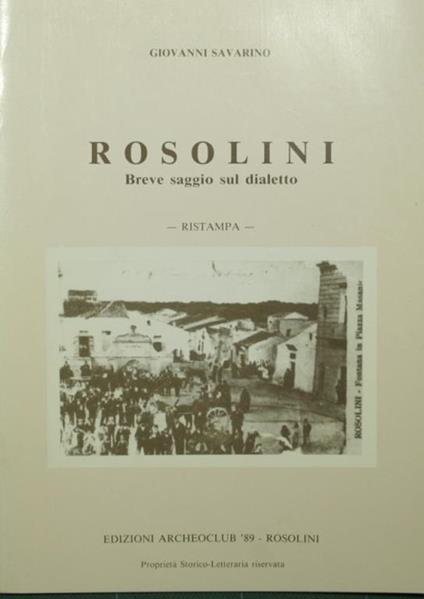 Rosolini. Breve saggio sul dialetto - Giovanni Savarino - copertina