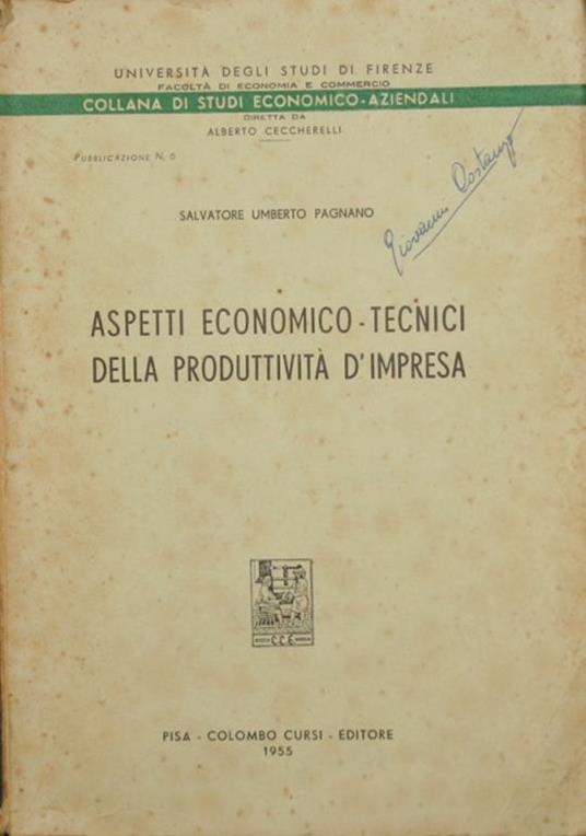 Aspetti economico tecnici della produttività d'impresa - Salvatore Umberto Pagnano - copertina