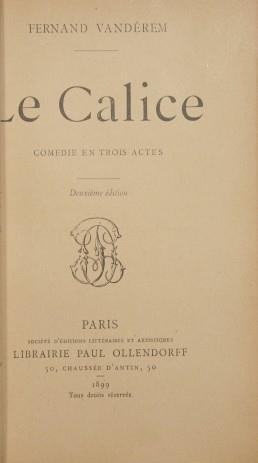 Le calice - Fernand Vandérem - copertina