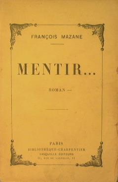 Mentir - François Mazane - copertina