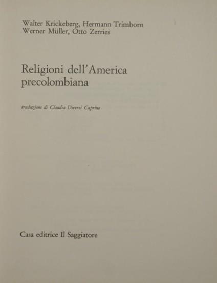 Religioni dell'America precolombiana - Walter Krickeberg - copertina