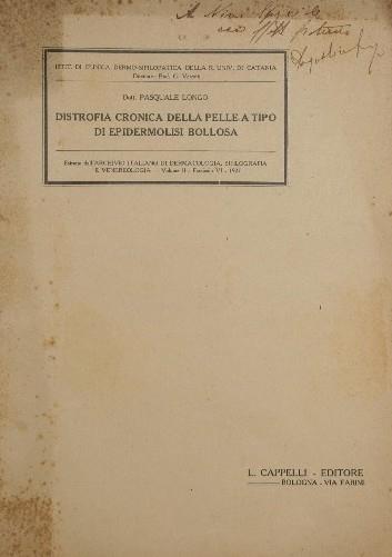 Distrofia cronica della pelle a tipo di epidermolisi bollosa - Pasquale Longo - copertina