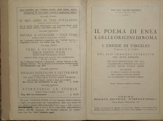 Il poema di Enea e delle origini di Roma. L'Eneide di Virgilio - Cesare Paperini - copertina