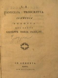 La famiglia Proscritta. Commedia inedita - Giuseppe Pasolini - copertina