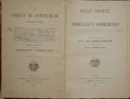 Delle società e delle associazioni commerciali - Alberto Marghieri - copertina