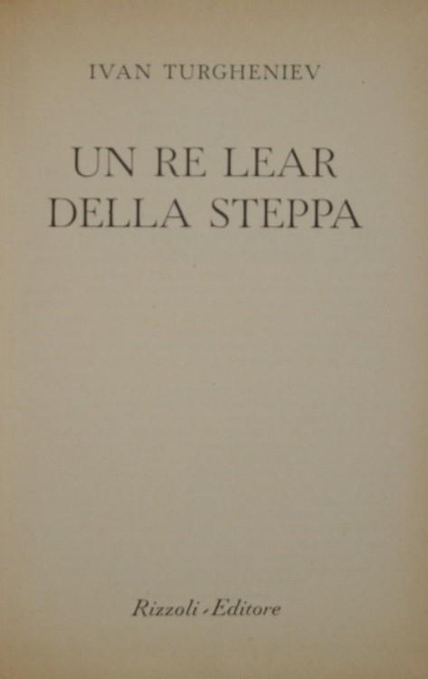Un Re Lear della steppa - Ivan Turgenev - copertina