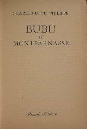 Bubù di Montparnasse - Charles-Louis Philippe - copertina