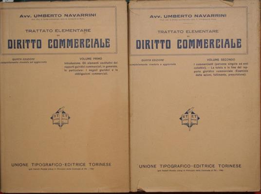Trattato elementare di Diritto Commerciale - Umberto Navarrini - copertina
