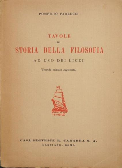 Tavole di storia della filosofia. Ad uso dei licei - Pompilio Paolucci - copertina