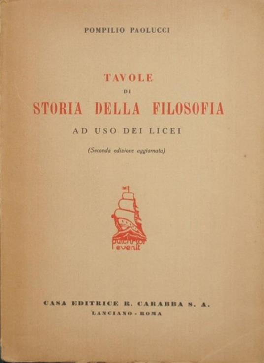 Tavole di storia della filosofia. Ad uso dei licei - Pompilio Paolucci - copertina