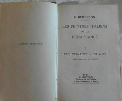 Les peintres italiens de la renaissance - Bernard Berenson - copertina