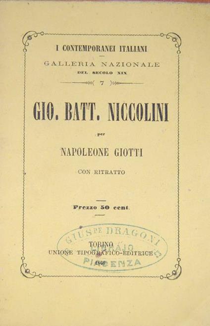 Gio. Battista niccolini - Napoleone Giotti - copertina
