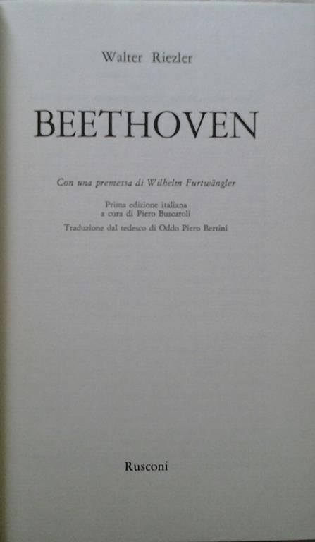 Beethoven - Walter Riezler - copertina