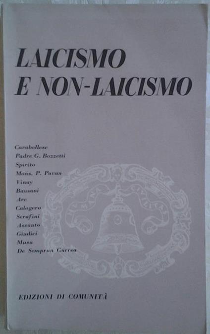 Laicismo e non laicismo - copertina